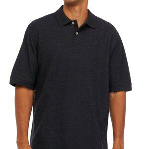 Saddlebred Pique Polo Shirt Men's Medium M True Black Short Sleeve Cotton Tee